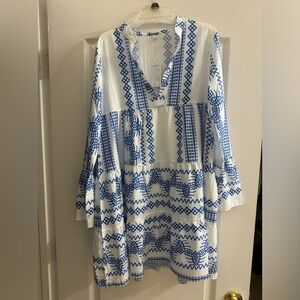 White and Blue flowy dress